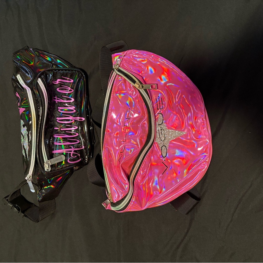 Holographic Pink and Black Fanny Pack Set